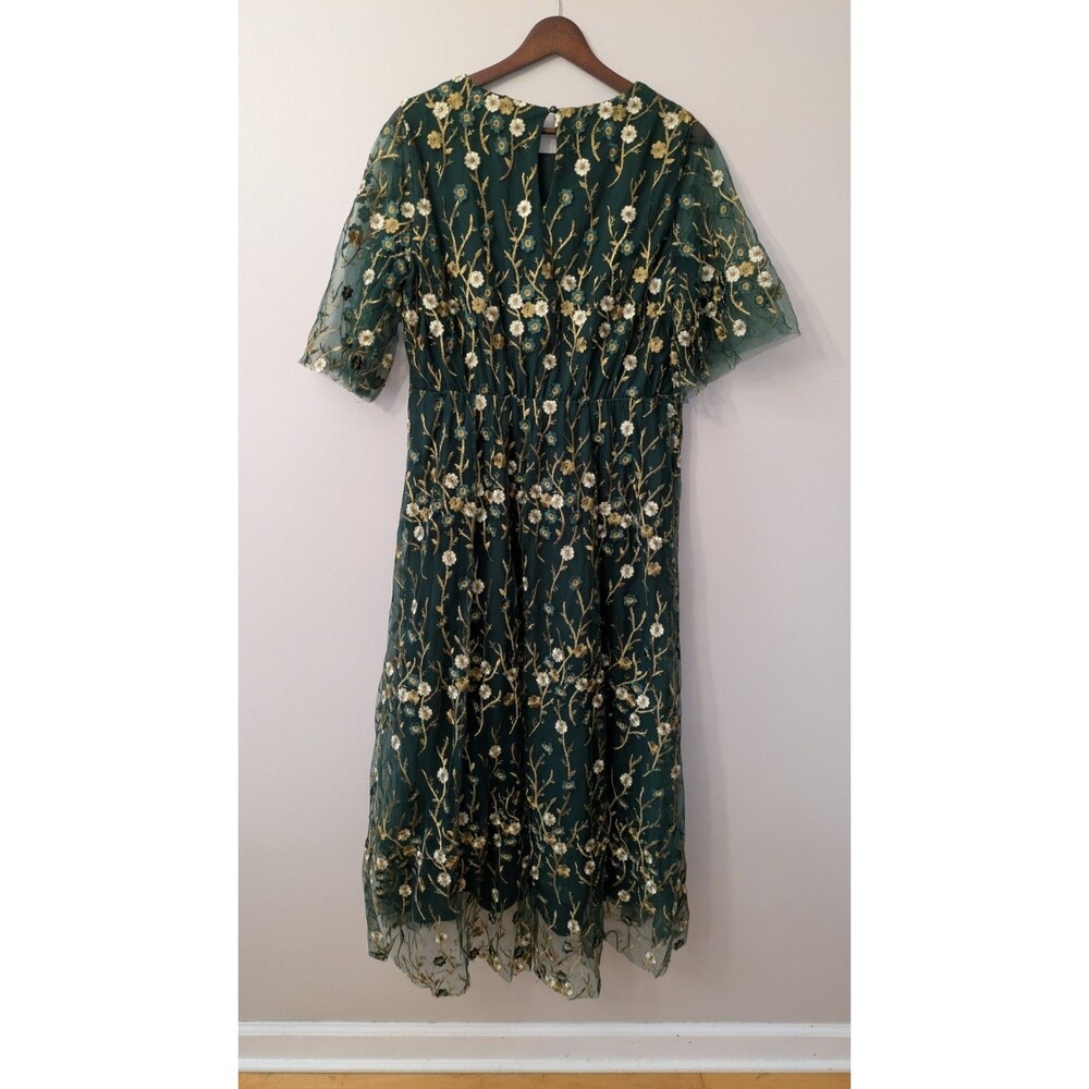 Baltic Born Arabella Maxi Dress XL Floral Embroidered Tulle Wedding Event Green - Picture 5 of 12